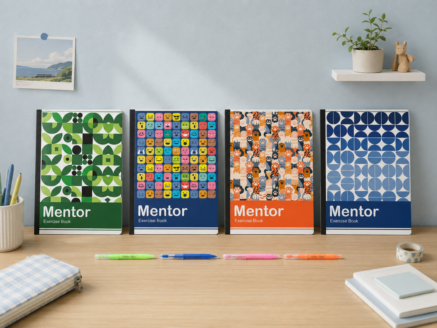 Meeting Notes Writing Pad | Single Line | 40 Pages | Includes Single-Use Pen | Pack of 4