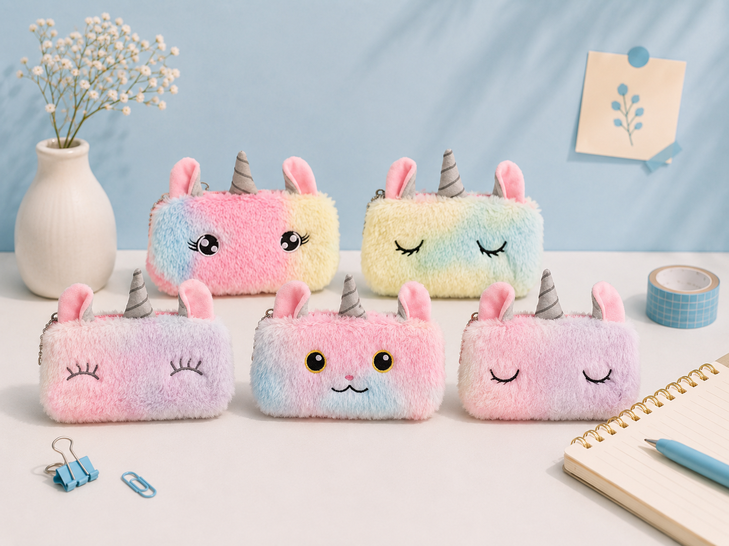 Fluffy unicorn pouch